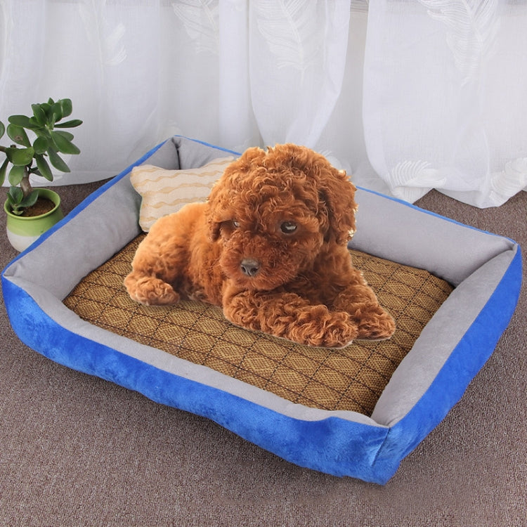 Dog Bone Pattern Big Soft Warm Kennel Pet Dog Cat Mat Blanket,  with Rattan Mat Size: XL, 90Ã—70Ã—15cm
