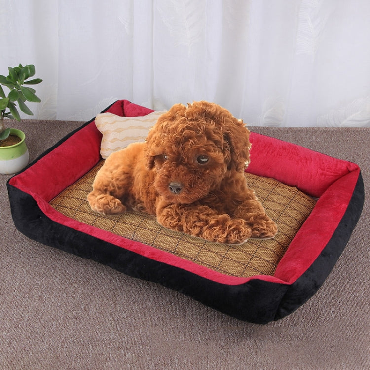 Dog Bone Pattern Big Soft Warm Kennel Pet Dog Cat Mat Blanket, with Rattan Mat Size: XS, 50Ã—40Ã—15cm