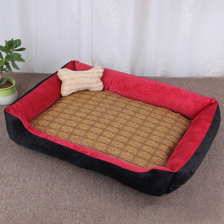 Dog Bone Pattern Big Soft Warm Kennel Pet Dog Cat Mat Blanket, with Rattan Mat Size: XXL, 120Ã—90Ã—18cm
