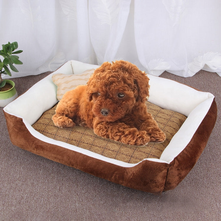 Dog Bone Pattern Big Soft Warm Kennel Pet Dog Cat Mat Blanket,with Rattan Mat Size: XXS, 45Ã—30Ã—15cm
