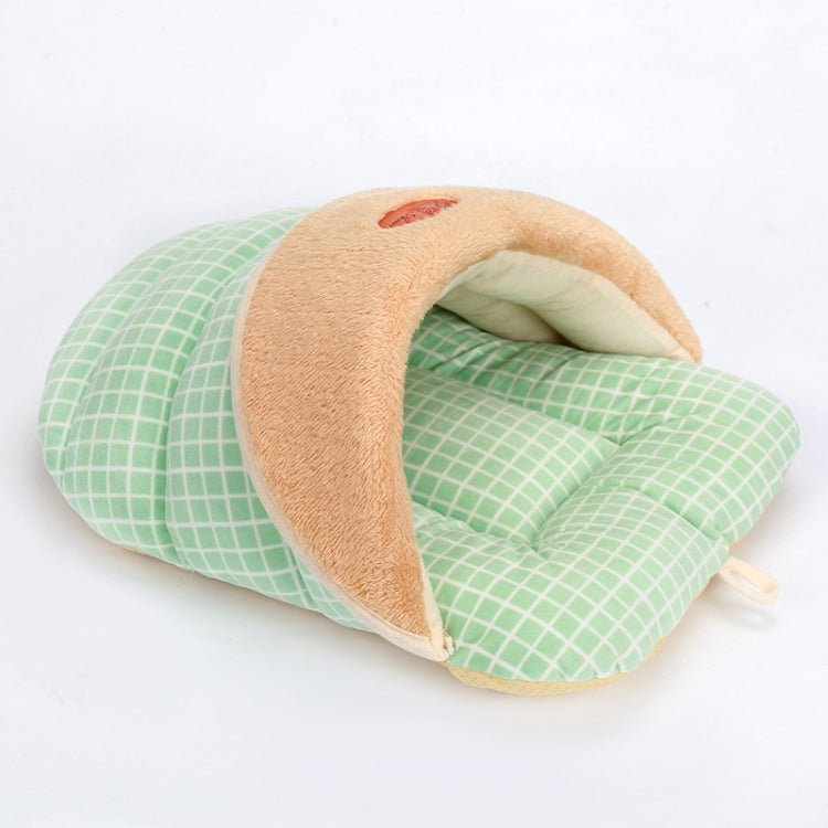 Slipper Shape Warm Thicken Pet Dogs Cats House, Size: M, 42Ã—33Ã—26cm (Grass Green)