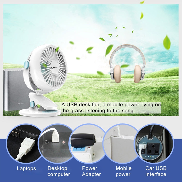 Desktop Hang 360 Degree Rotation 2 Speeds Mute USB Cooling Clip Personal Fan