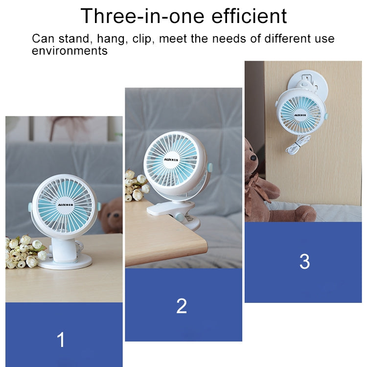 Desktop Hang 360 Degree Rotation 2 Speeds Mute USB Cooling Clip Personal Fan