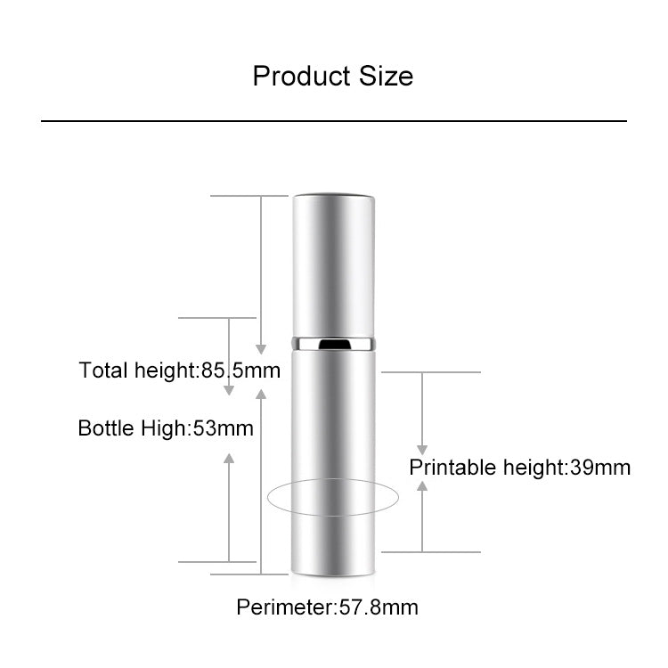 5 PCS Portable Mini Refillable Glass Perfume Fine Mist Atomizers with Metallic Exterior, 5ml