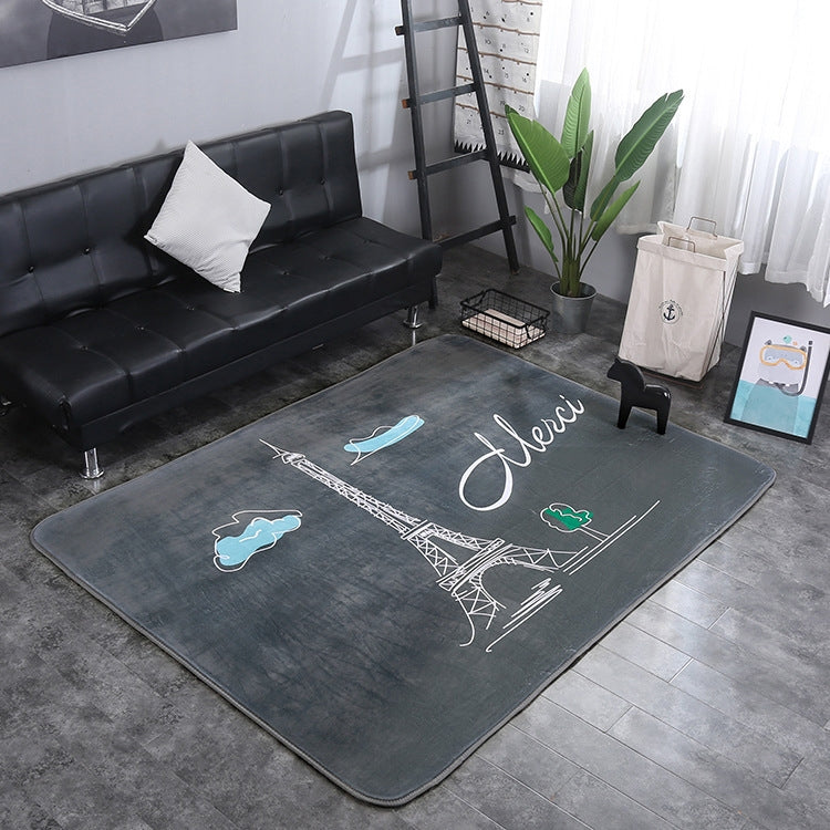 Tower Pattern Rectangular Polyester Anti-skid Household Carpet Yoga Mat, Size: 200cm x 150cm