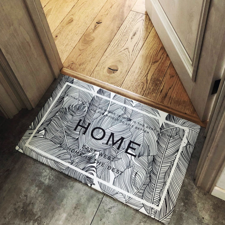 Black and White Forest Pattern Rectangular Bathroom PVC Pad Anti-skid Household Foot Carpet, Size: 75 x 45cm