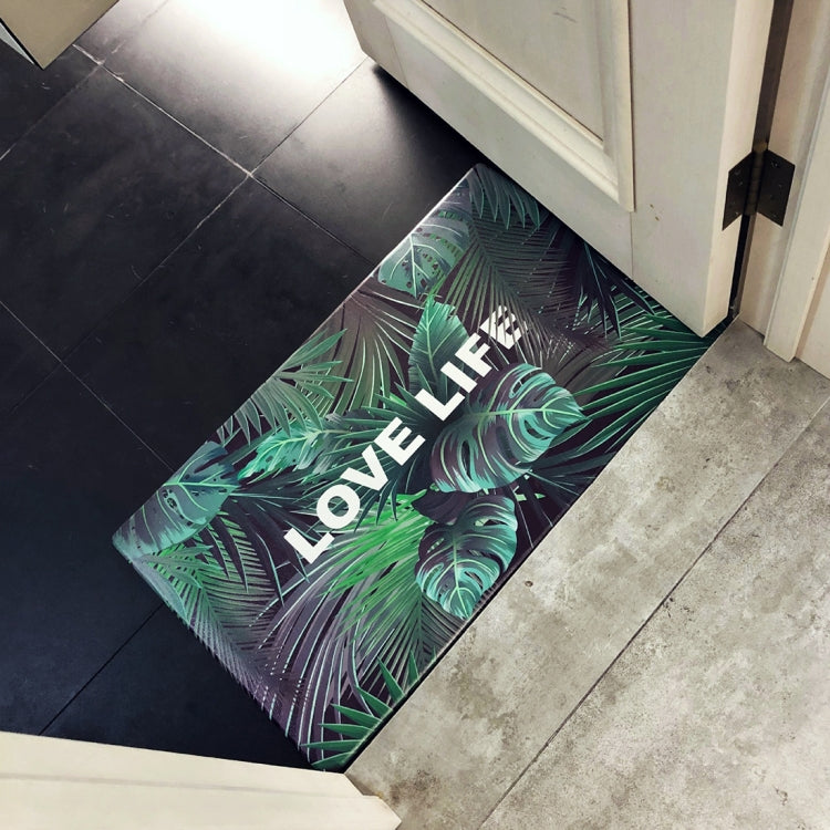 Green Life Pattern Rectangular Bathroom PVC Pad Anti-skid Household Foot Carpet, Size: 75 x 45cm