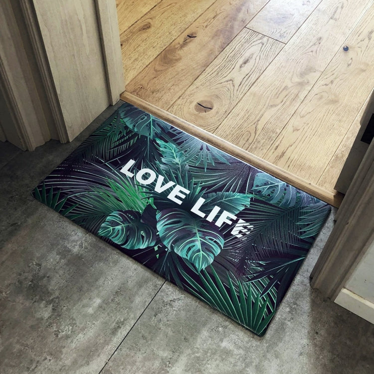 Green Life Pattern Rectangular Bathroom PVC Pad Anti-skid Household Foot Carpet, Size: 75 x 45cm