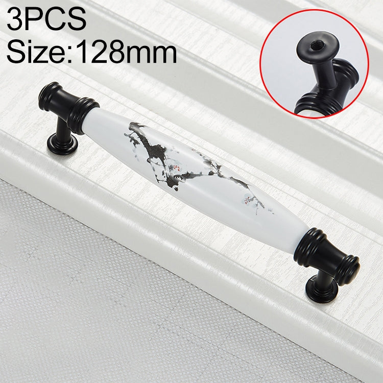 3 PCS 5001_128 Matte Black Ink Plum Zinc Alloy Ceramic Cabinet Handle