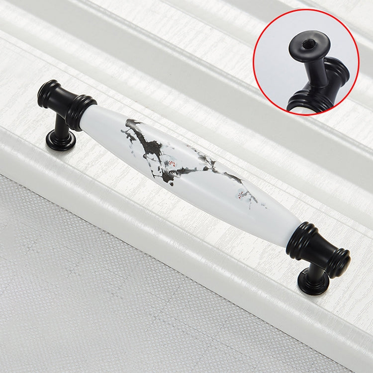 3 PCS 5001_128 Matte Black Ink Plum Zinc Alloy Ceramic Cabinet Handle