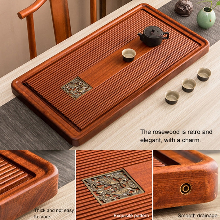 Household Rosewood Rectangle Tea Tray Tea Table, Feel Just Like A Fish in Water, L, Size: 81x40x5cm