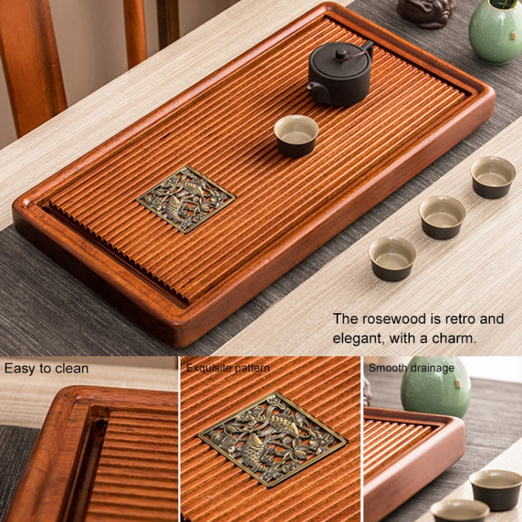 Household Rosewood Rectangle Tea Tray Tea Table, Feel Just Like A Fish in Water, S, Size: 62x31x5cm