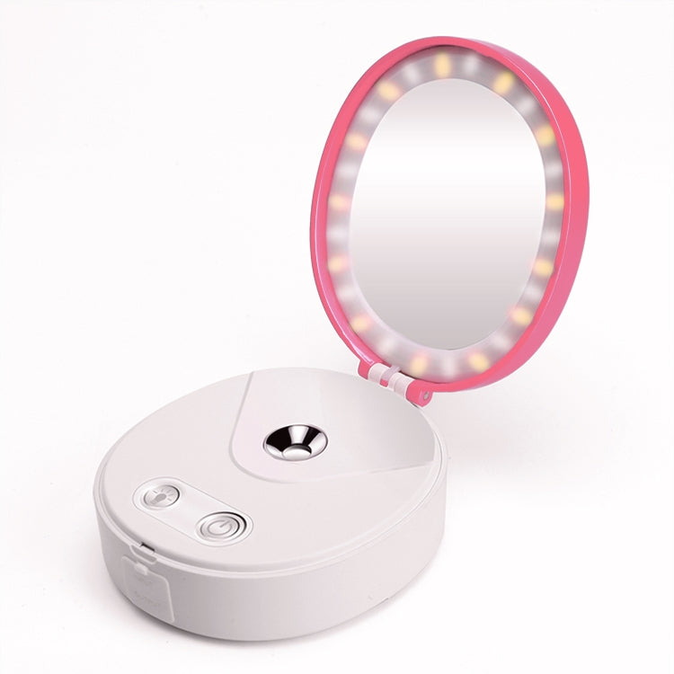 4 in 1 Portable Nano Mist Beauty Facial Cool Sprayer Face Steaming Device Automatic Alcohol Sprayer with Makeup Mirror & LED Beauty Light & Mobile Charger Function