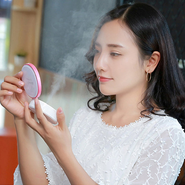 4 in 1 Portable Nano Mist Beauty Facial Cool Sprayer Face Steaming Device Automatic Alcohol Sprayer with Makeup Mirror & LED Beauty Light & Mobile Charger Function