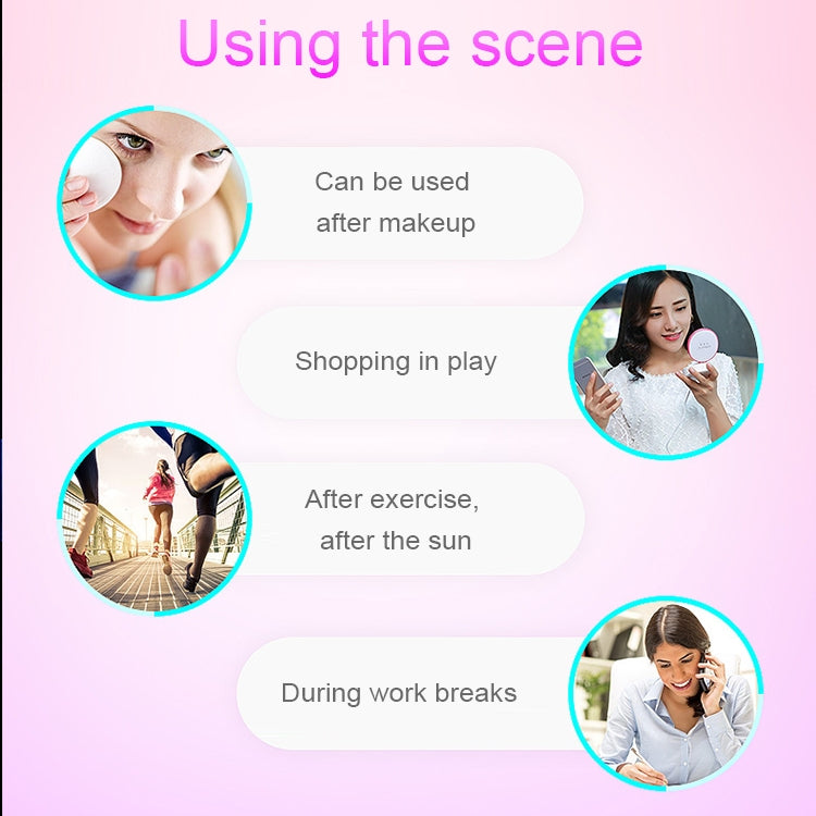 4 in 1 Portable Nano Mist Beauty Facial Cool Sprayer Face Steaming Device Automatic Alcohol Sprayer with Makeup Mirror & LED Beauty Light & Mobile Charger Function