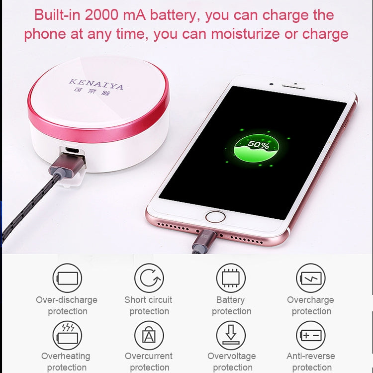 4 in 1 Portable Nano Mist Beauty Facial Cool Sprayer Face Steaming Device Automatic Alcohol Sprayer with Makeup Mirror & LED Beauty Light & Mobile Charger Function