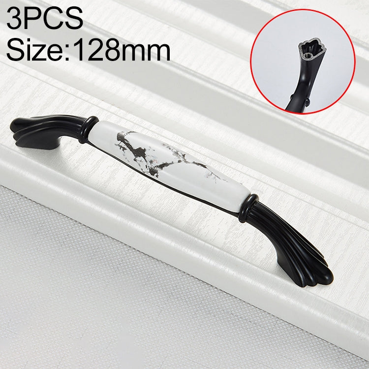 3 PCS 5005_128 Matte Black Ink Plum Zinc Alloy Ceramic Cabinet Handle