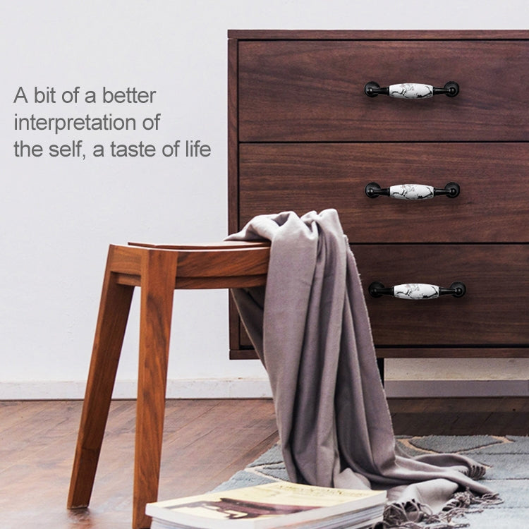 3 PCS 5005_128 Matte Black Ink Plum Zinc Alloy Ceramic Cabinet Handle