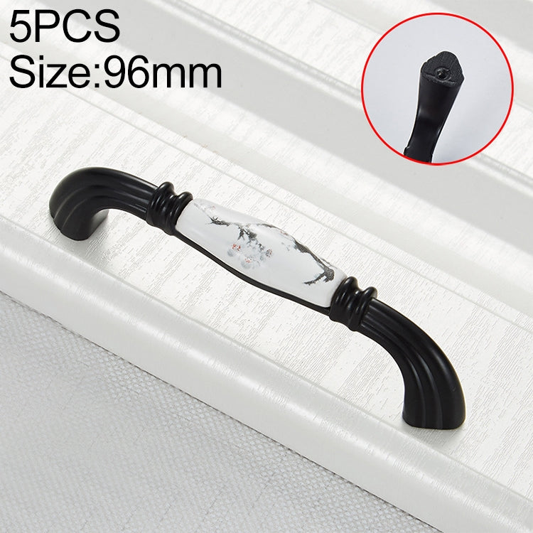 5 PCS 5007_96 Matte Black Ink Plum Zinc Alloy Ceramic Cabinet Handle