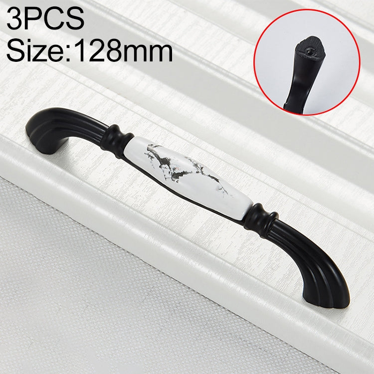 3 PCS 5007_128 Matte Black Ink Plum Zinc Alloy Ceramic Cabinet Handle