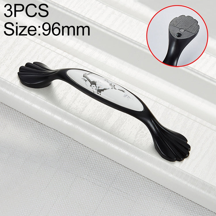 3 PCS 5026_96 Matte Black Ink Plum Zinc Alloy Ceramic Cabinet Handle