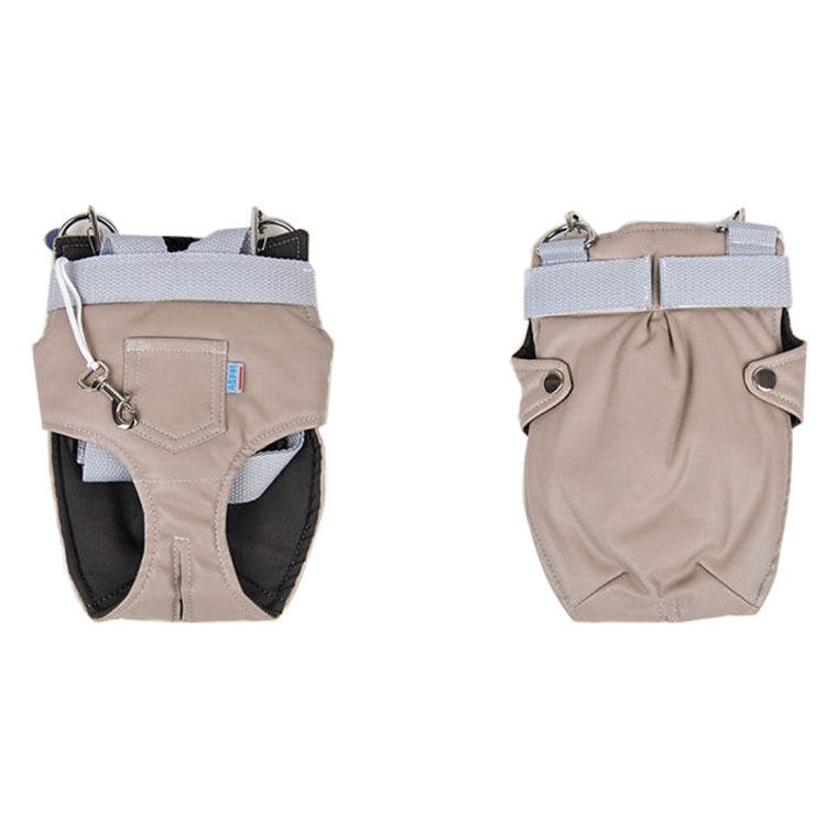 Pet Chest Backpack / Soft Leather Trouser Style Bag / Portable Pet Backpack for Dog and Other Pets Large , Size:31*24cm(Beige)