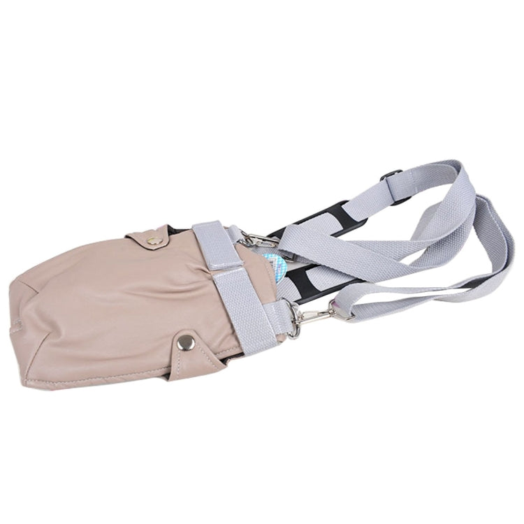Pet Chest Backpack / Soft Leather Trouser Style Bag / Portable Pet Backpack for Dog and Other Pets Large , Size:31*24cm(Beige)