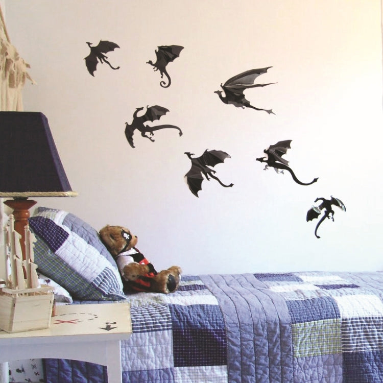3 Sets Creative 3D Dragon Wall Stickers Halloween Living Room Bedroom Decoration Supplies