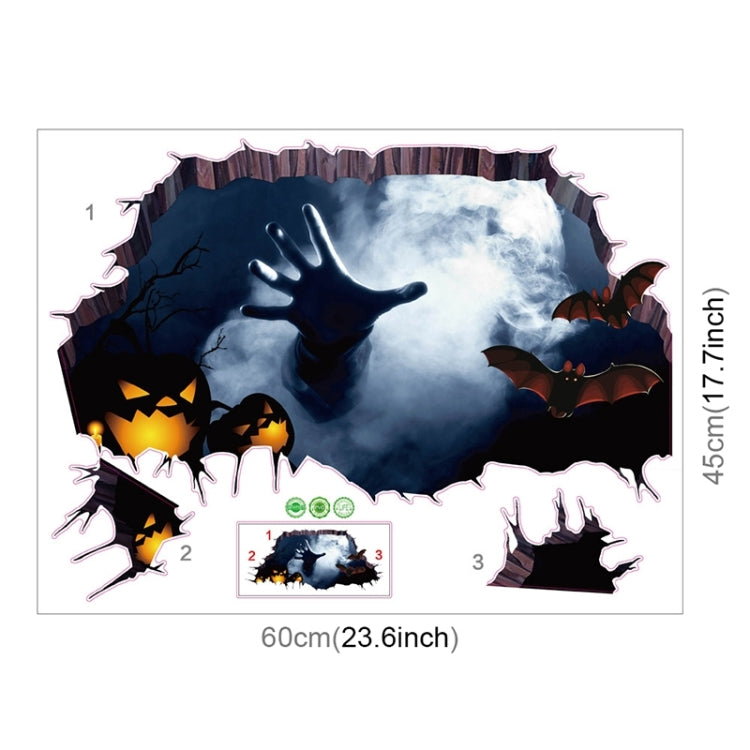 2 PCS Halloween Decoration 3D Horror Wall Sticker  Living Room Bedroom Decoration Supplies, Random Style Delivery, Size: 34 * 75cm
