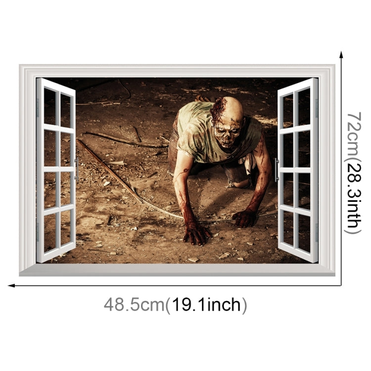 Creative 3D Fake Windows Wall Stickers Halloween Crawling Zombie Stickers Living Room Bedroom Decoration Supplies, Size: 48.5 * 72cm