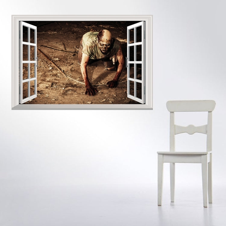 Creative 3D Fake Windows Wall Stickers Halloween Crawling Zombie Stickers Living Room Bedroom Decoration Supplies, Size: 48.5 * 72cm