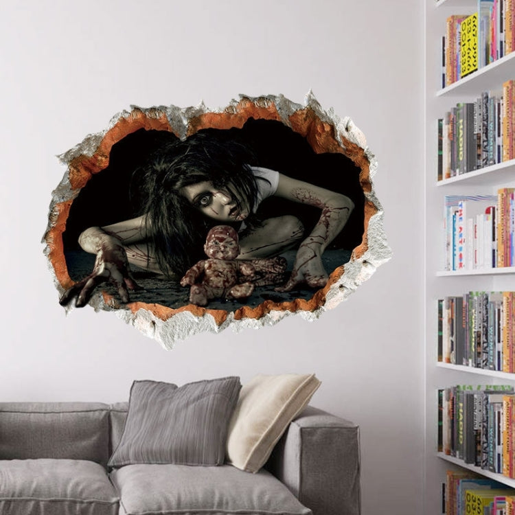 2 PCS Creative 3D Horror Ghost Wall Stickers Halloween Living Room Bedroom Decoration Supplies, Random Style Delivery, Size: 45 * 60cm