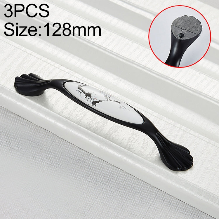 3 PCS 5026_128 Matte Black Ink Plum Zinc Alloy Ceramic Cabinet Handle
