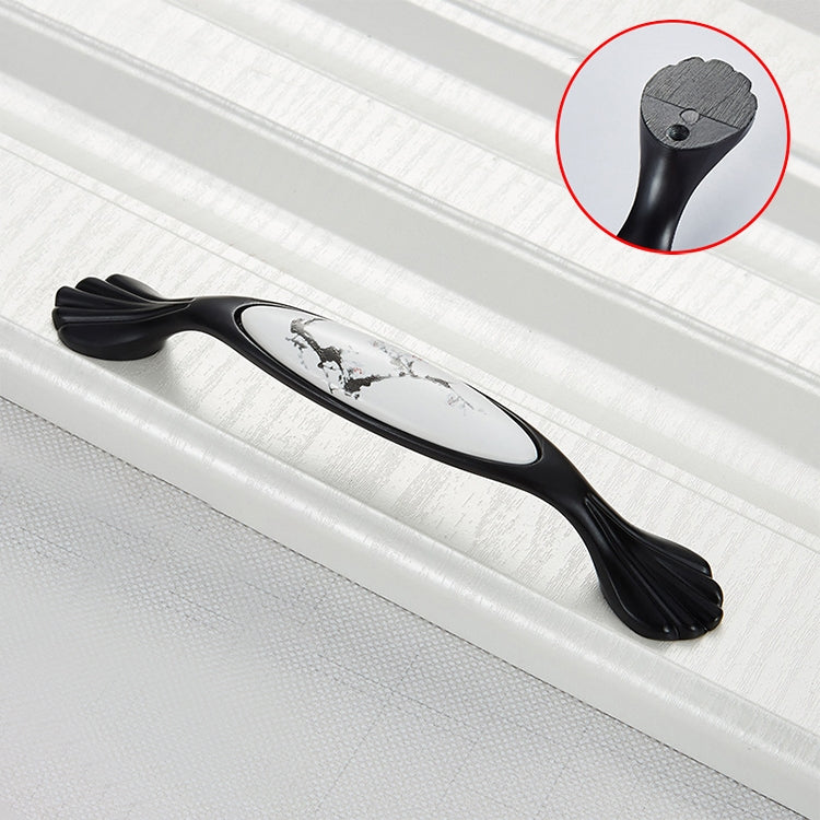 3 PCS 5026_128 Matte Black Ink Plum Zinc Alloy Ceramic Cabinet Handle