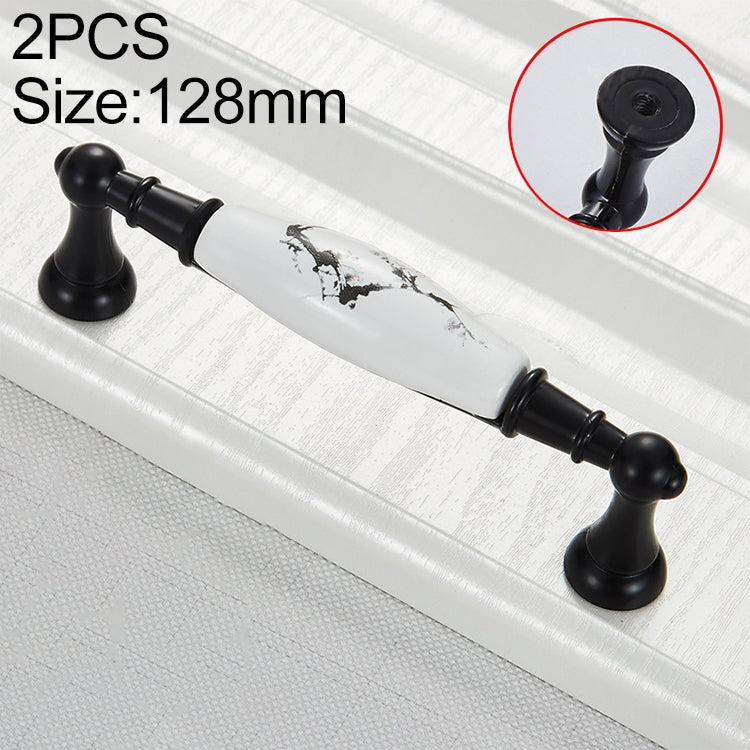 2 PCS 5027_128 Matte Black Ink Plum Zinc Alloy Ceramic Cabinet Handle