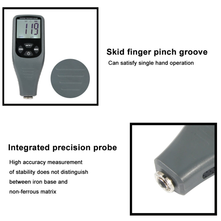 RZ240 Ferrous & Non-Ferrous 2 in 1 Digital Coating Paint Thickness Gauge Meter Tools (Grey)