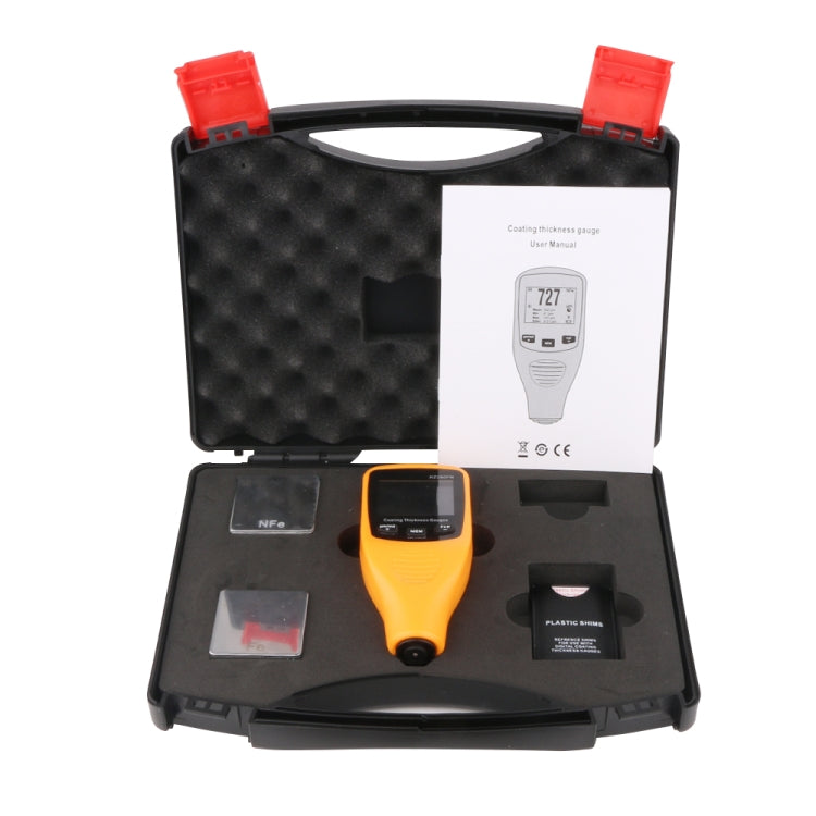 RZ260FN Ferrous & Non-Ferrous 2 in 1 LCD Display Ultrasonic Coating Paint Thickness Gauge Meter Tools (Orange)