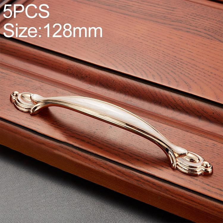 5 PCS 6606-128 White Amber Drawer Cabinet Door Single Hole Handle