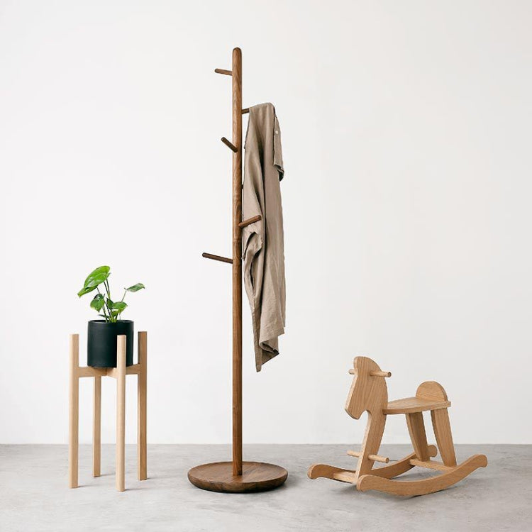 Creative Tree-shaped Solid Wood Hatstand Clothes Hanging Rack,Size: 175x40cm, Black Walnut