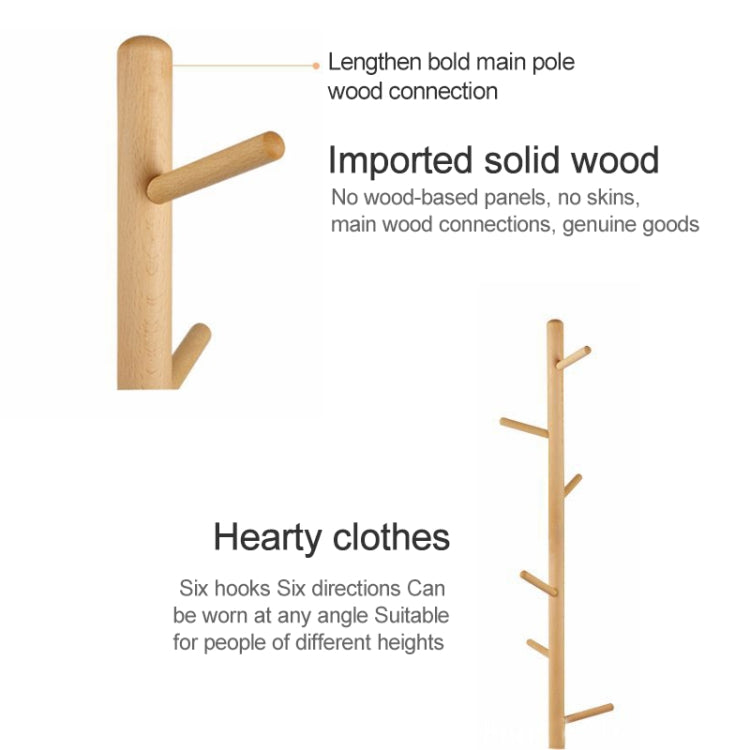 Creative Tree-shaped Solid Wood Hatstand Clothes Hanging Rack,Size: 175x40cm, Black Walnut