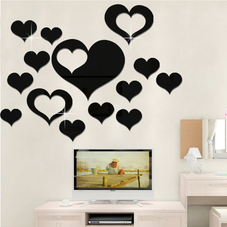 5 in 1  Love Shape Mirror Art Decor Wall Stickers Living Room Decoration Wall Decoration Sets