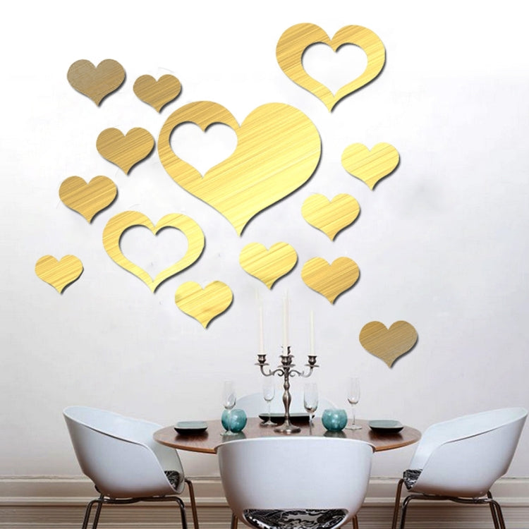 5 in 1  Love Shape Mirror Art Decor Wall Stickers Living Room Decoration Wall Decoration Sets