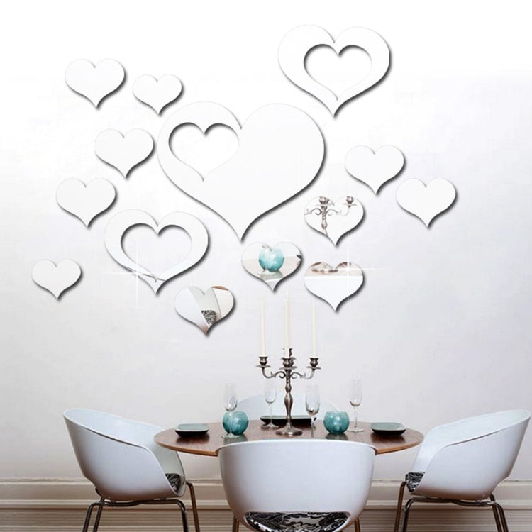 5 in 1  Love Shape Mirror Art Decor Wall Stickers Living Room Decoration Wall Decoration Sets