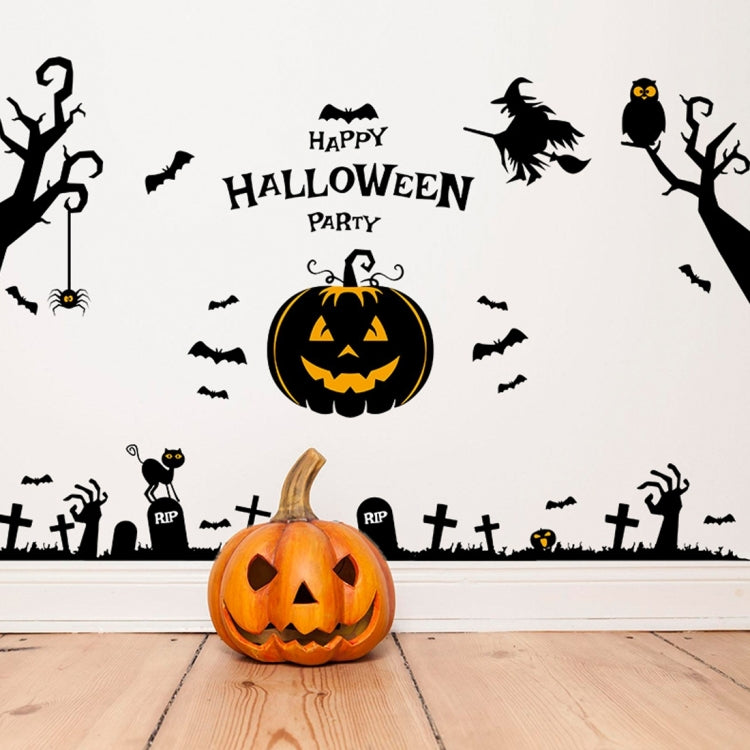 Halloween Wall Stickers Haunted House Spirit Pumpkin Lamp Wall Stickers Display Window  Decoration Sticker Set