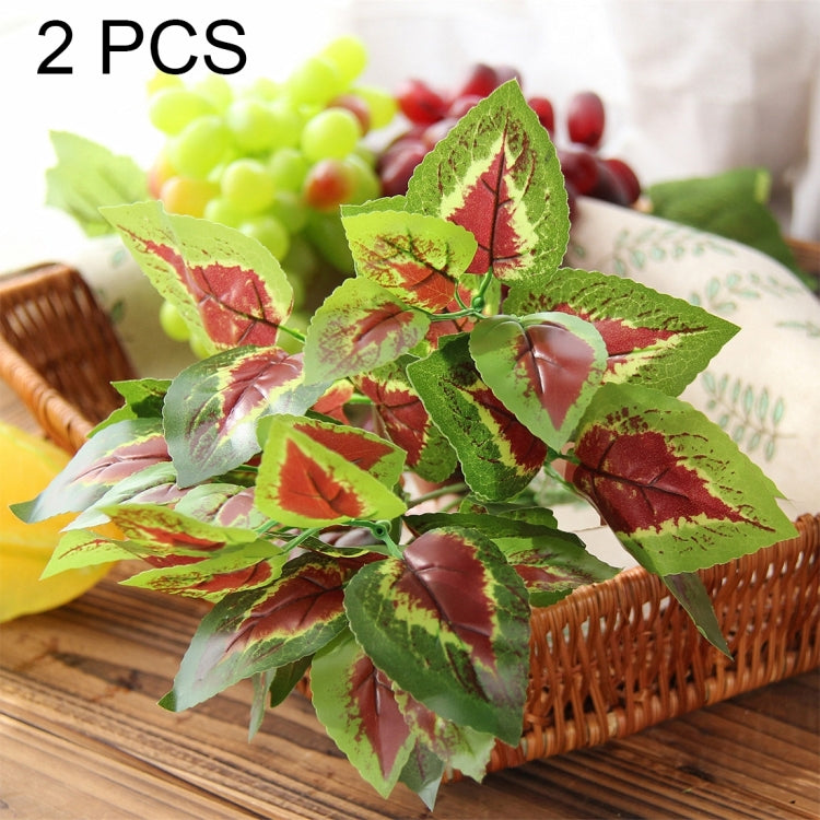 2 PCS Artificial Plants For Plastic Flowers Household Store Supplies Decoration Red Heart Leaf