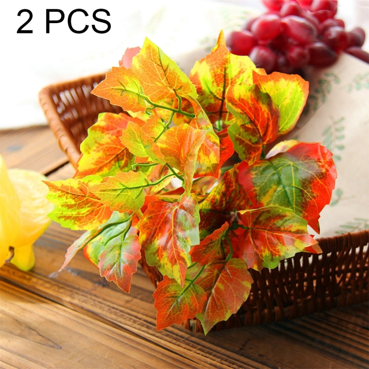 2 PCS Artificial Plants For Plastic Flowers Household Store Supplies Decoration Maple Leaf