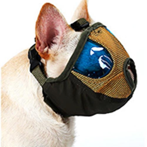 Adjustable Short Mouth Flat Nose Pet Dog Mouth Cover Muzzles Anti-biting Barking Comfortable Camouflage, L, Neck Size: 36-64cm(Army Green)