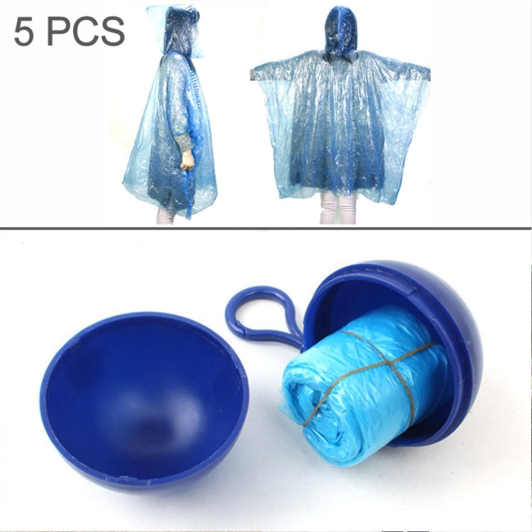 5 PCS Outdoor Portable Creative Spherical Raincoat Ball Key Chain Disposable Rain Covers, Random Color Delivery