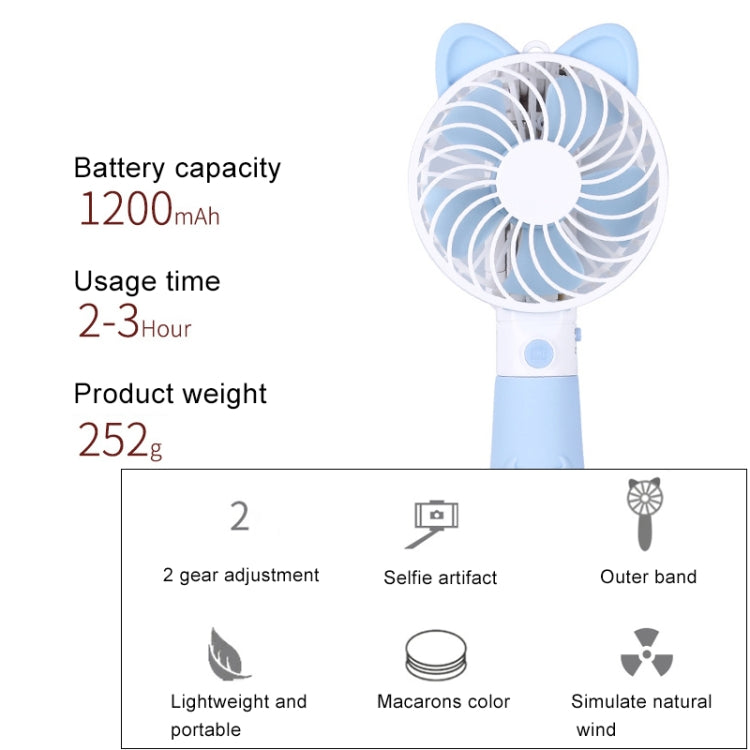 Portable Lovely Style Mini USB Charging Handheld Small Fan with Selfie Stick