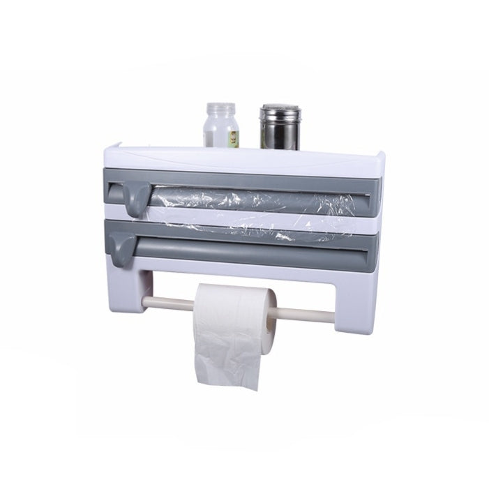 Kitchen Wall Mounted Cling Film Holder Wrap Storage Rack Hanger Rack Cutting Device, Size: 39 x 10 x 24cm